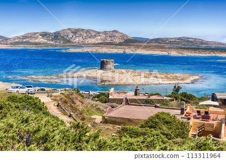 La Pelosa beach in the town of Stintino, Sardinia, Italy 113311964