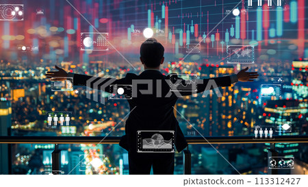 股票市場上成功商人的概念。 113312427