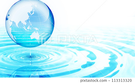 Water drops falling on the water surface 113313320