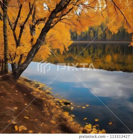 Beautiful scenery in the autumn season. AI-Generated. 113313427