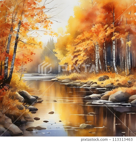 Beautiful scenery in the autumn season. AI-Generated. 113313463