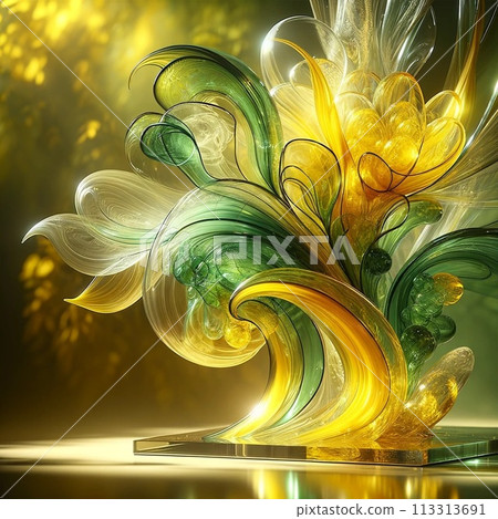 Intricate glass sculpture highlights the beautiful interplay of color and light 113313691