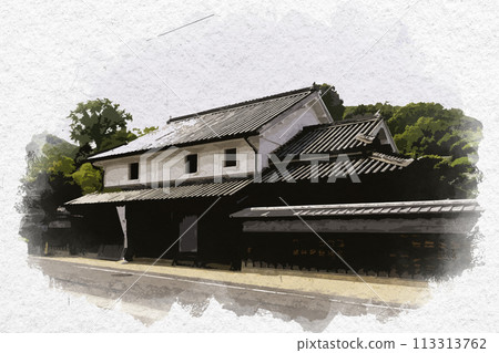 水彩風格鴨方町屋公園 岡山縣淺口市 113313762