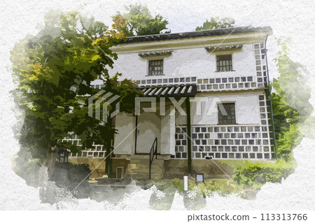 水彩風格鴨方町屋公園 岡山縣淺口市 113313766