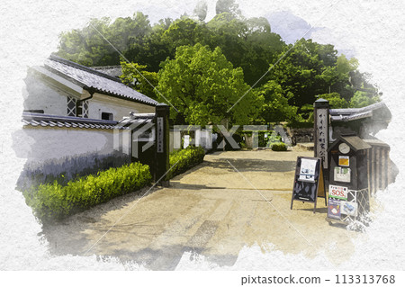 水彩風格鴨方町屋公園 岡山縣淺口市 113313768