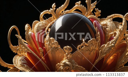 金色物件和黑色背景/金色物件和黑色背景 金色物件和黑色背景/金色物件和黑色背景 113313837