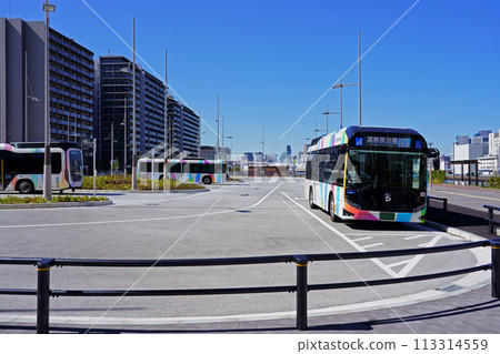 Tokyo BRT Harumi 5-chome Terminal and HARUMI FLAG on a clear day 113314559