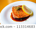 Salmon Meuniere with Balsamic Sauce 113314683