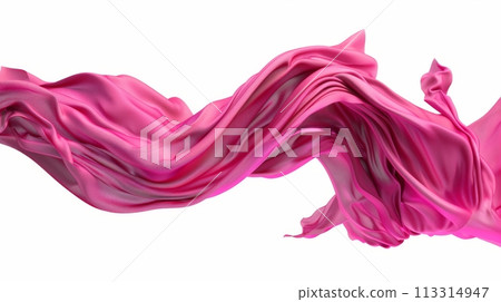Abstract fuchsia pink drapery falling. White background with isolated silk fabric. Abstract fuchsia pink drapery falling. White background with isolated silk fabric. 113314947
