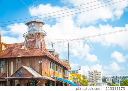 Chatan cityscape Okinawa tourism travel tropical resort blue sky fine weather 113315175