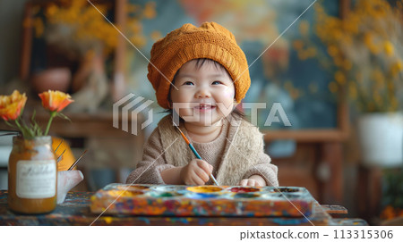 Children receiving special art lessons 113315306
