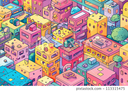 Colorful cityscape illustration-3 113315475