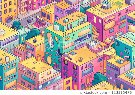 Colorful cityscape illustration-3 113315476