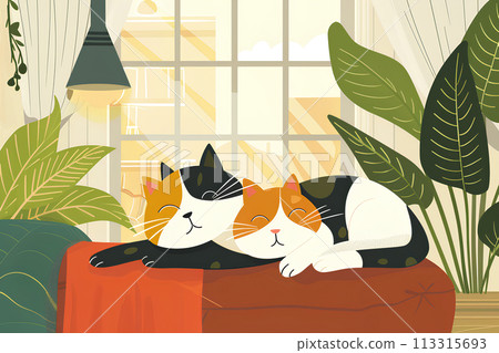 Two relaxing cats-1 113315693