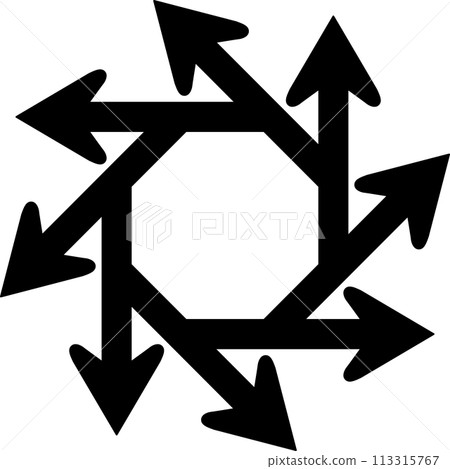 Eight monochrome arrows radiating outwards 113315767