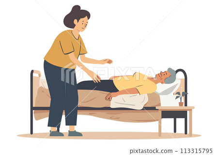 Nursing care scene (2D illustration) 113315795