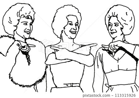Female chorus group, line drawing Female chorus group, line drawing 113315926
