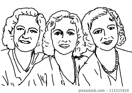 Female chorus group, line drawing Female chorus group, line drawing 113315928