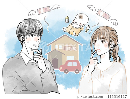 A young couple worried about their life plans 113316117