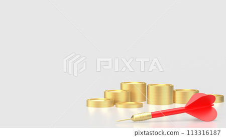 The red dart and coins or Business concept 3d rendering. The red dart and coins or Business concept 3d rendering. 113316187