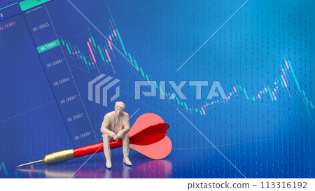 The red dart and man figure Business concept 3d rendering. 113316192