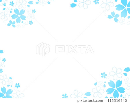 藍色水彩藍色花框 藍色水彩藍色花框 113316340