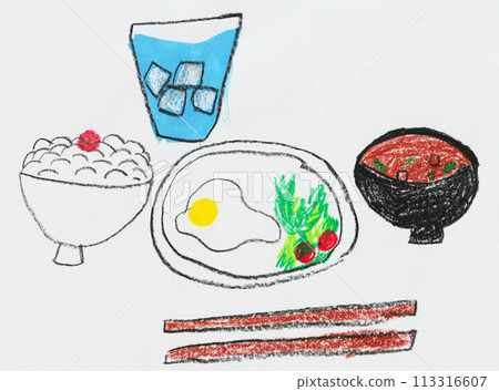 A child's drawing of breakfast 113316607