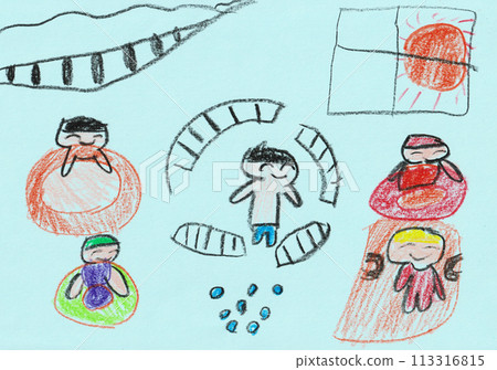 孩子畫的游泳池 113316815