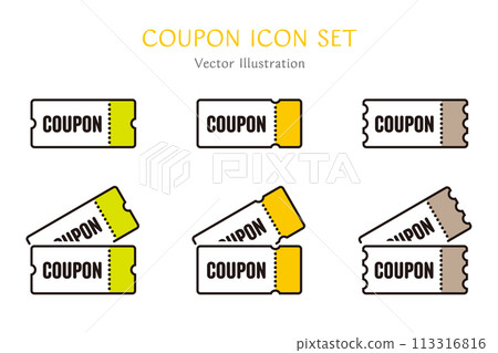 簡單優惠券圖示集的向量圖解 113316816