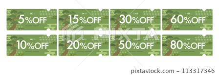 Japanese-style bonsai coupon vector icon set for sale (by discount rate) 113317346