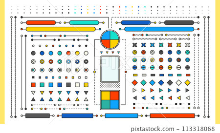 A variation set of simple geometric pattern icons - Colorful and stylish digital parts materials 113318068