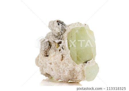 Macro stone mineral Datolite on a white background 113318325
