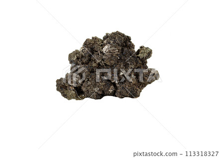Macro stone Stannite mineral on white background Macro stone Stannite mineral on white background 113318327
