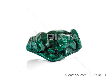 Malachite macro mineral stone on a white background 113318361