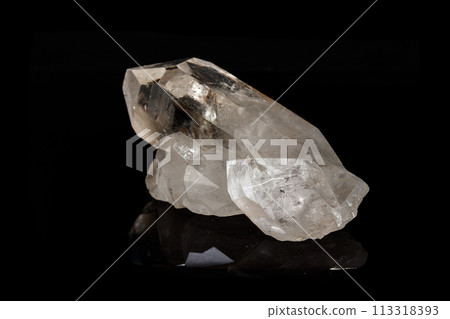 Macro mineral stone rhinestone, rock crystal on a black background Macro mineral stone rhinestone, rock crystal on a black background 113318393