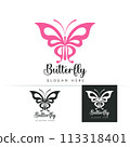 Stylized image of butterfly logo template isolate Vector illustration 113318401