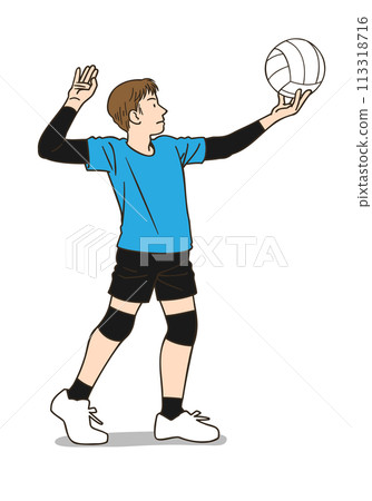 Male volleyball player preparing to serve 113318716