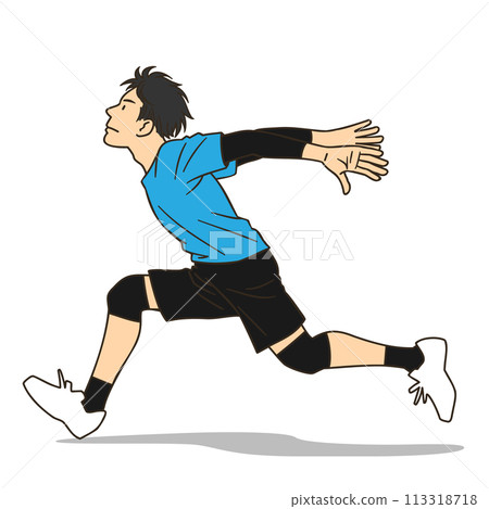 Male volleyball player stepping forward before jumping 113318718