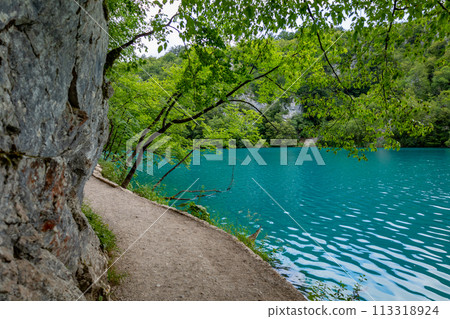 Plitvice Lakes, Croatia. Footpath for hiking. Plitvice Lakes National Park, Croatia 113318924