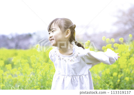 Girls playing in rape fields Girls playing in rape fields 113319137