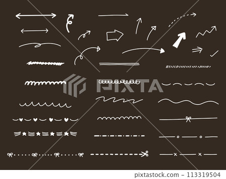 A set of simple hand-drawn decorative lines and arrows A set of simple hand-drawn decorative lines and arrows 113319504