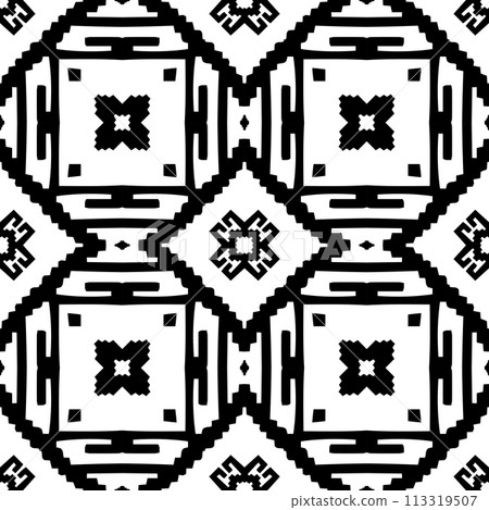 Native, ethnic seamless pattern, black and white 113319507