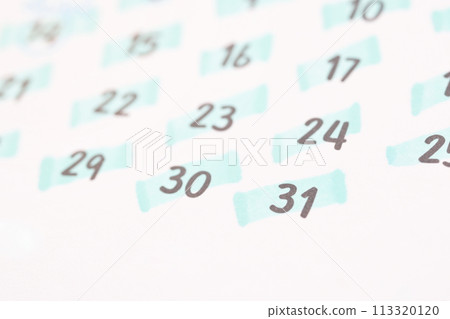 white calendar of last day on month, concept new year and countdown 113320120