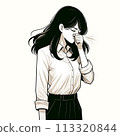 A woman sneezing 113320844