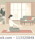 A woman who plays yoga at home 113320848