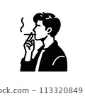 A man smoking a cigarette 113320849
