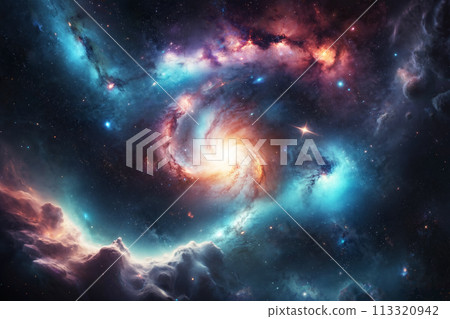 New cosmic spiral galaxies and nebulae AI-generated images 113320942