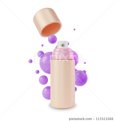 3d Mist Pump Container Blank Cartoon Design Style Isolated on a White Background. Vector illustration of Bottle with Sprinkler for Thermal Water 113321088