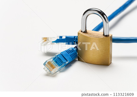 network cable and padlock network cable and padlock 113321609