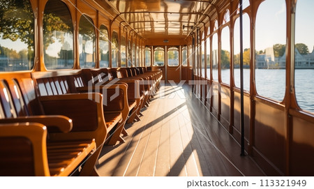 Passenger deck for inland waterway transport on riverboat.AI Generated Passenger deck for inland waterway transport on riverboat.AI Generated 113321949